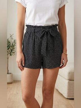 5 For $25✨️Hollister Womens Medium Polka Dot High Waisted Soft Boho Black Shorts